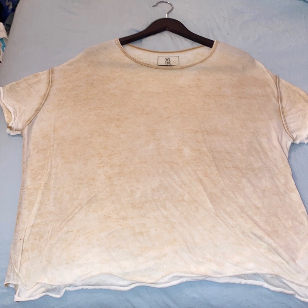 Free People (We the Free) oversized tan and white double lined top